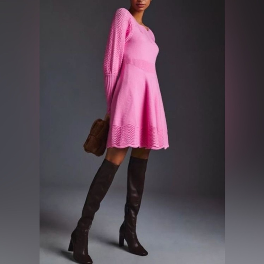 Anthropologie Pointelle Sweater Dress Size XL - Picture 1 of 8